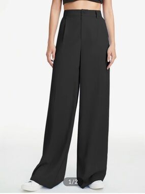 NWT-Commense Black Wide-Leg High-Rise Trousers-M
